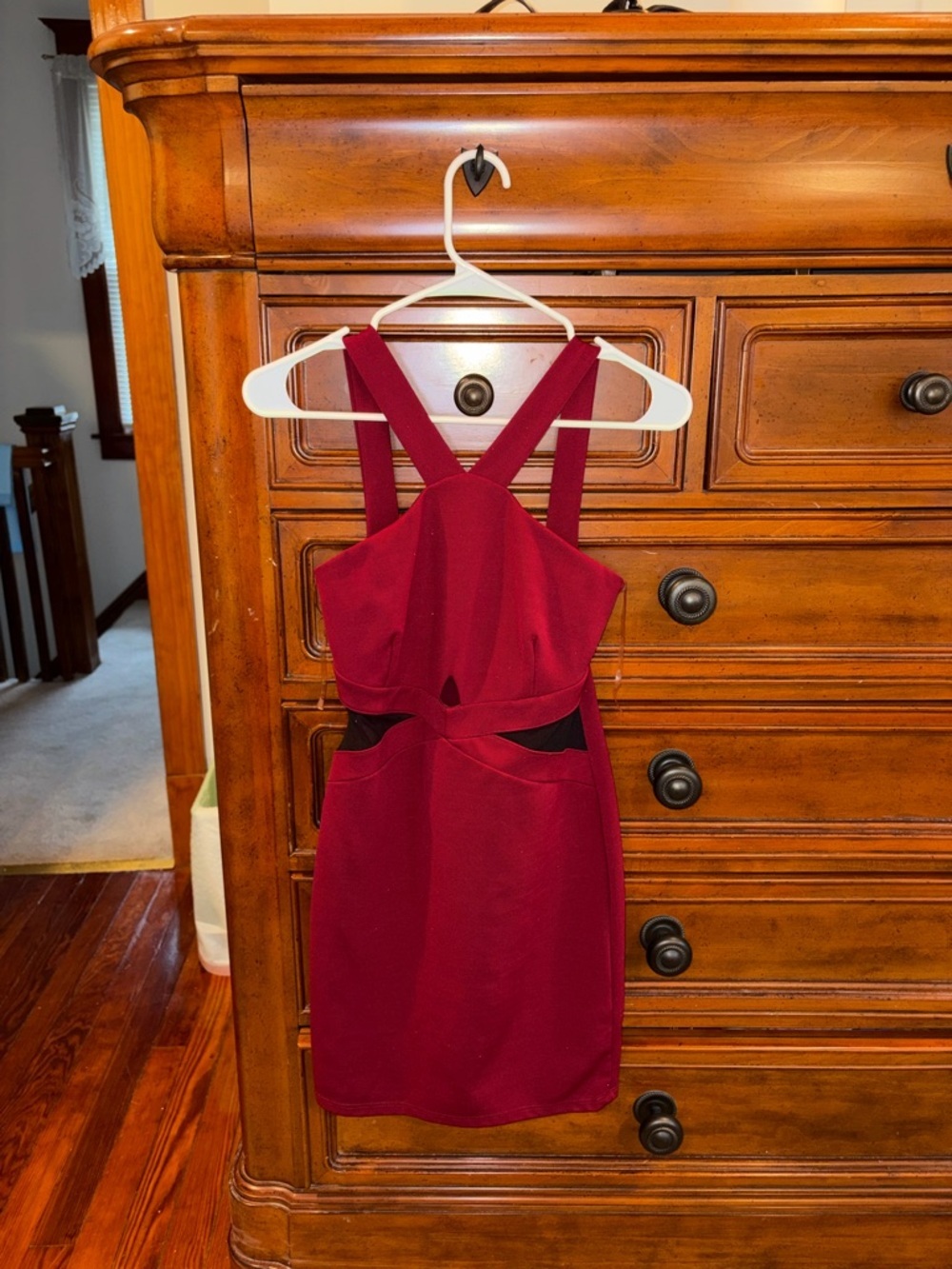 Charlotte Russe Red Bodycon Dress | Mesh Cutout | Size Small - Picture 1 of 6